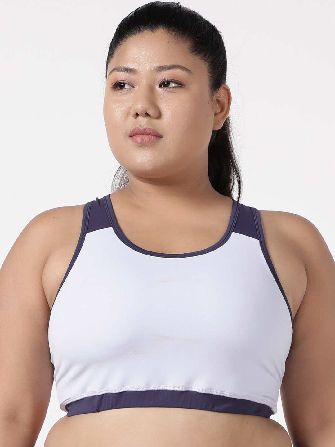 

STUDIOACTIV Blue & White Solid Sports Bra SAC1123052022-2XL