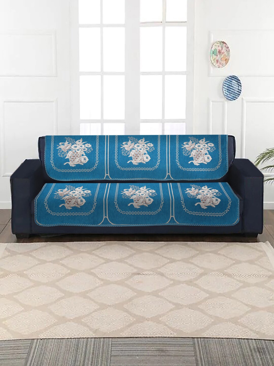 

MULTITEX 10 Pcs Blue 5 Seater Sofa Set