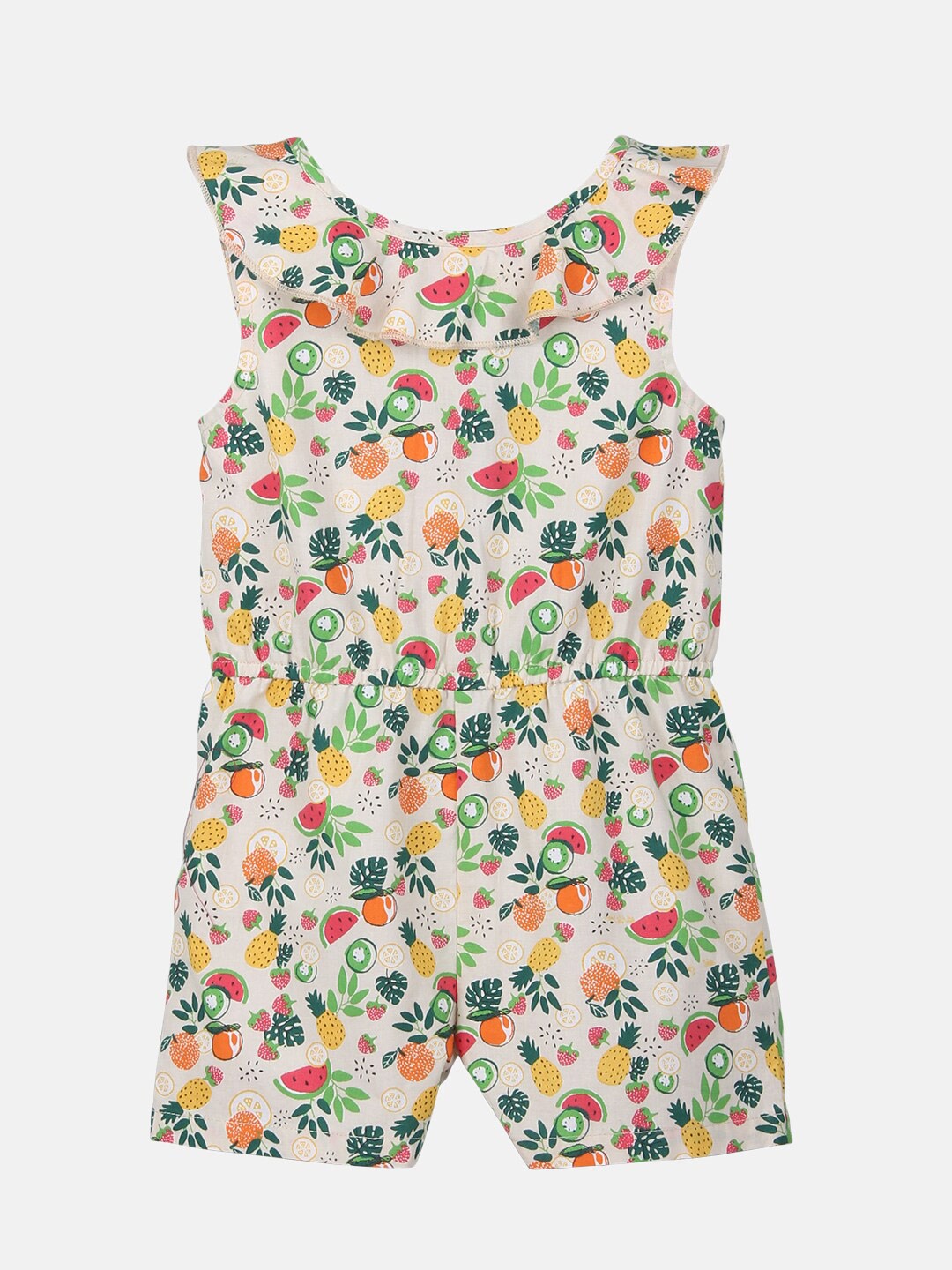 

Beebay Girls Cream-Coloured & Green Printed Jumpsuit