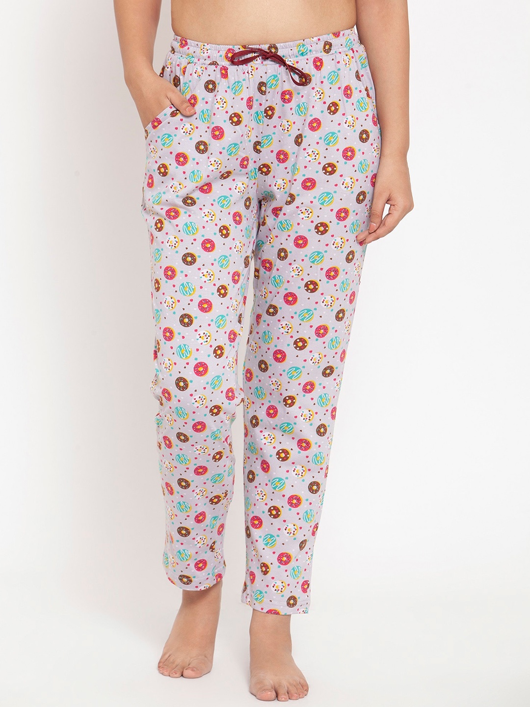 

Boston Club Women Grey & Red Printed Pure Cotton Lounge Pant