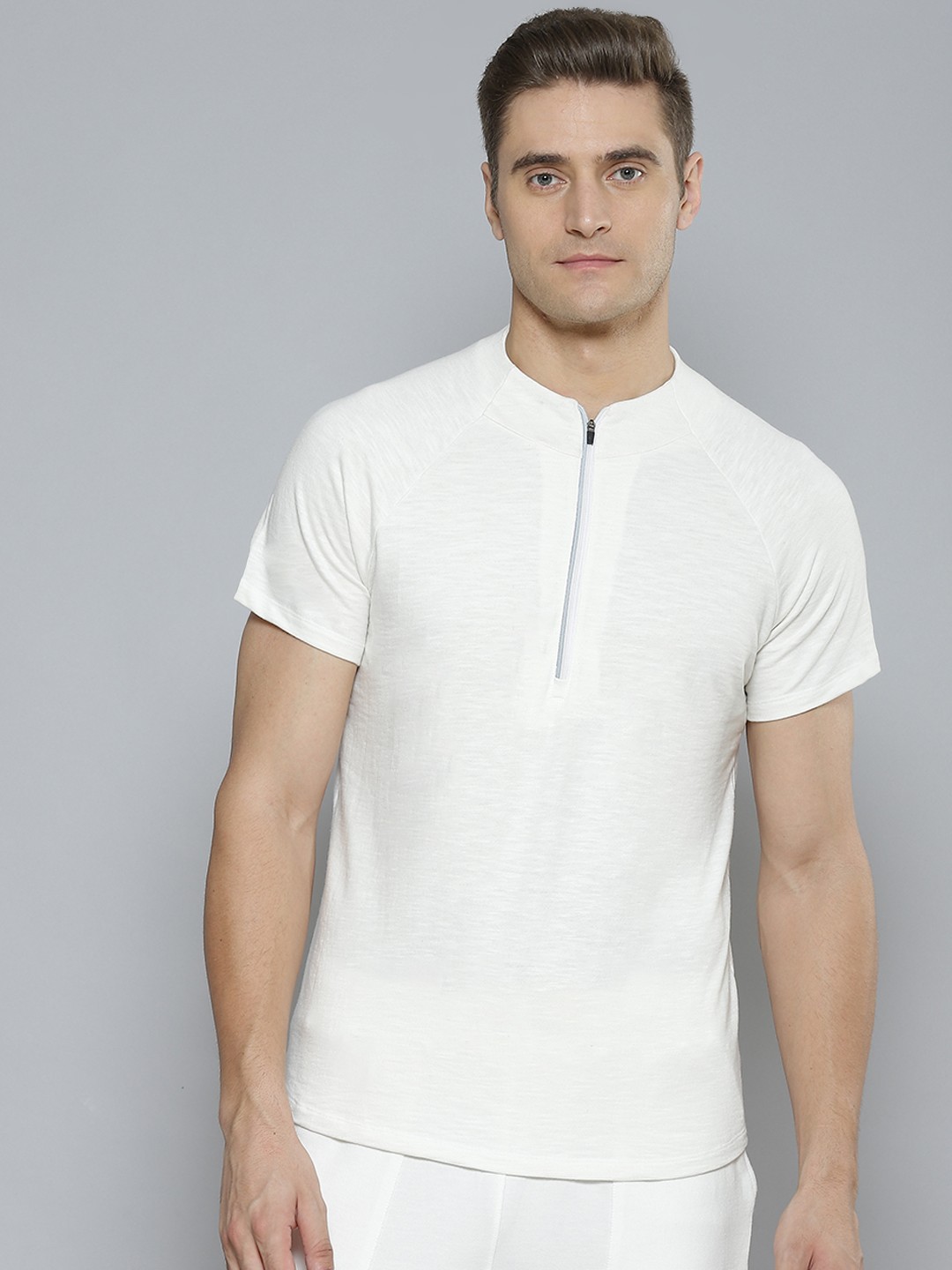 

Fitkin Men White Organic Cotton Anti Odour Gym T-shirt