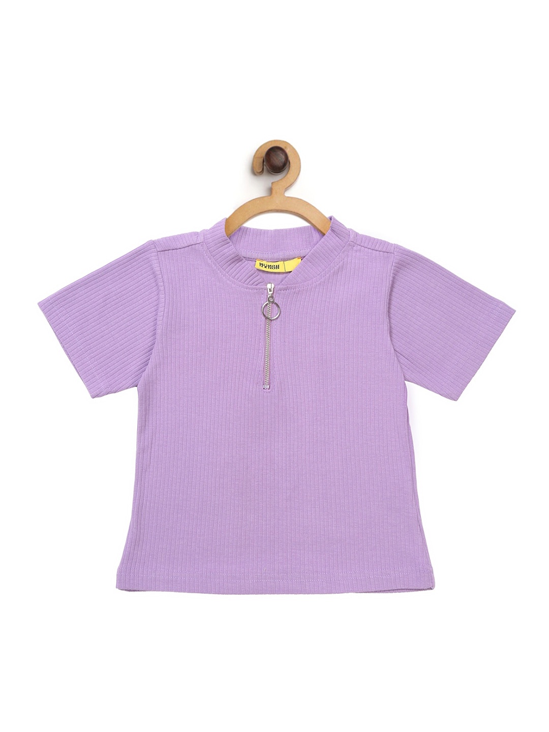 

NYNSH Girls Lavender Henley Neck T-shirt