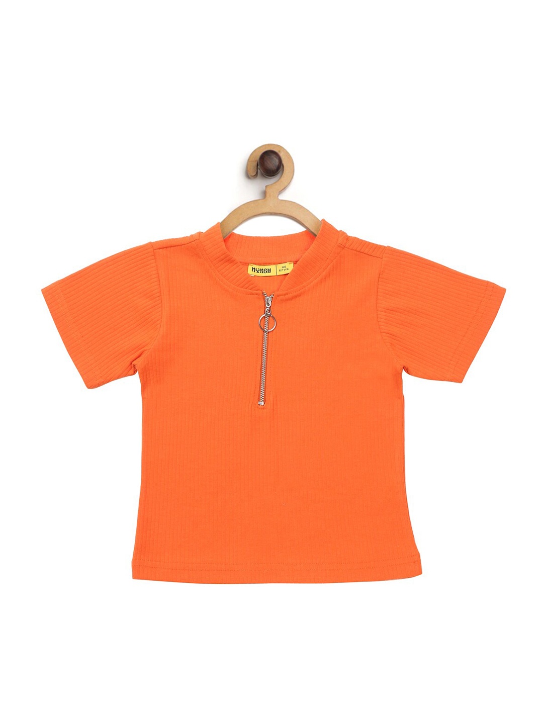 

NYNSH Girls Orange Henley Neck T-shirt