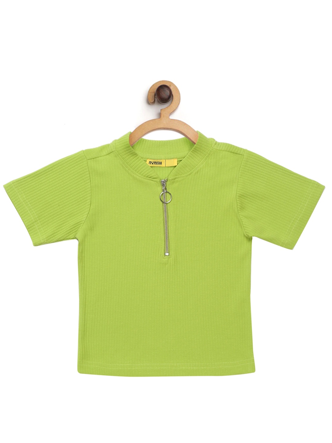 

NYNSH- PlusS Kids Girls Lime Green Henley Neck Cotton T-shirt