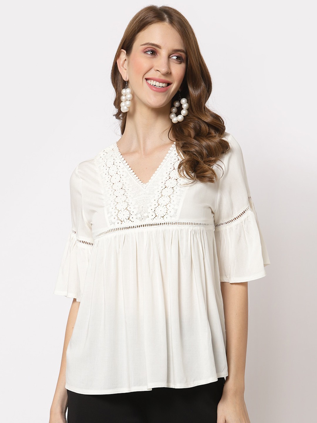 

Westwood White Bell Sleeves A-Line Top