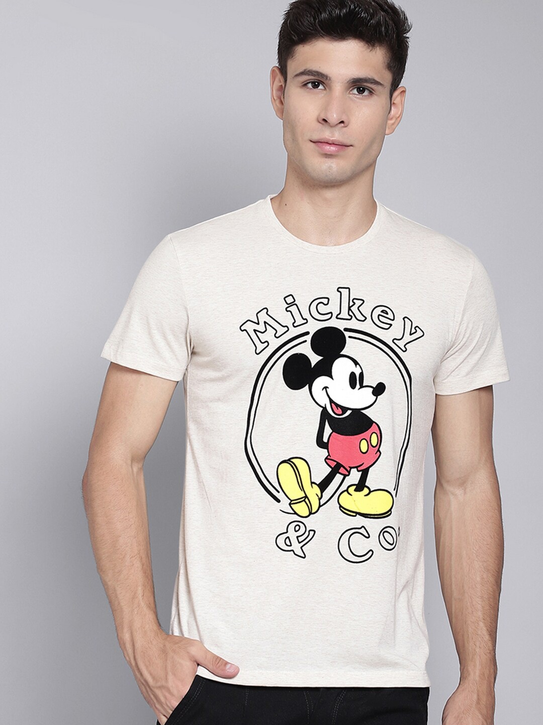 

Free Authority Men Beige Mickey & Friends Featured Tshirt