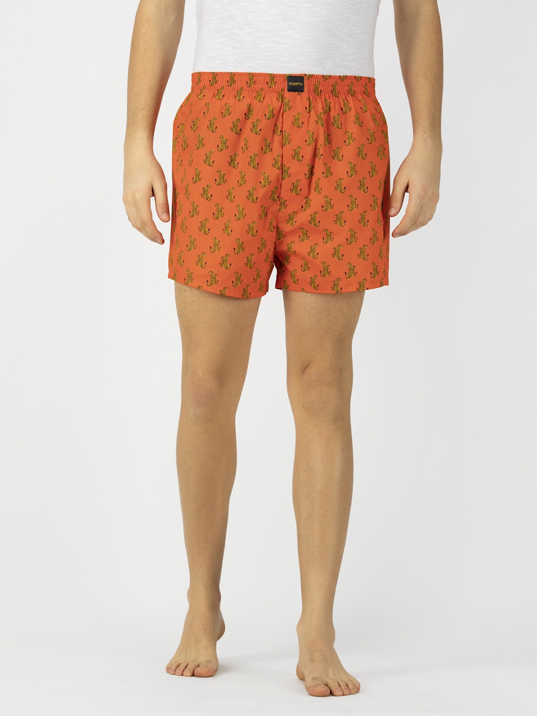 

Mojama Men Orange & Yellow Printed Lounge Shorts