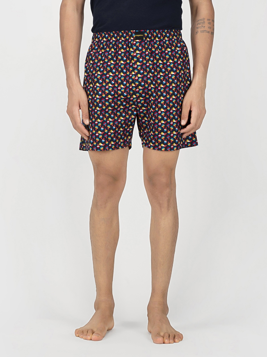 

Mojama Men Navy Blue & Red Printed Lounge Shorts