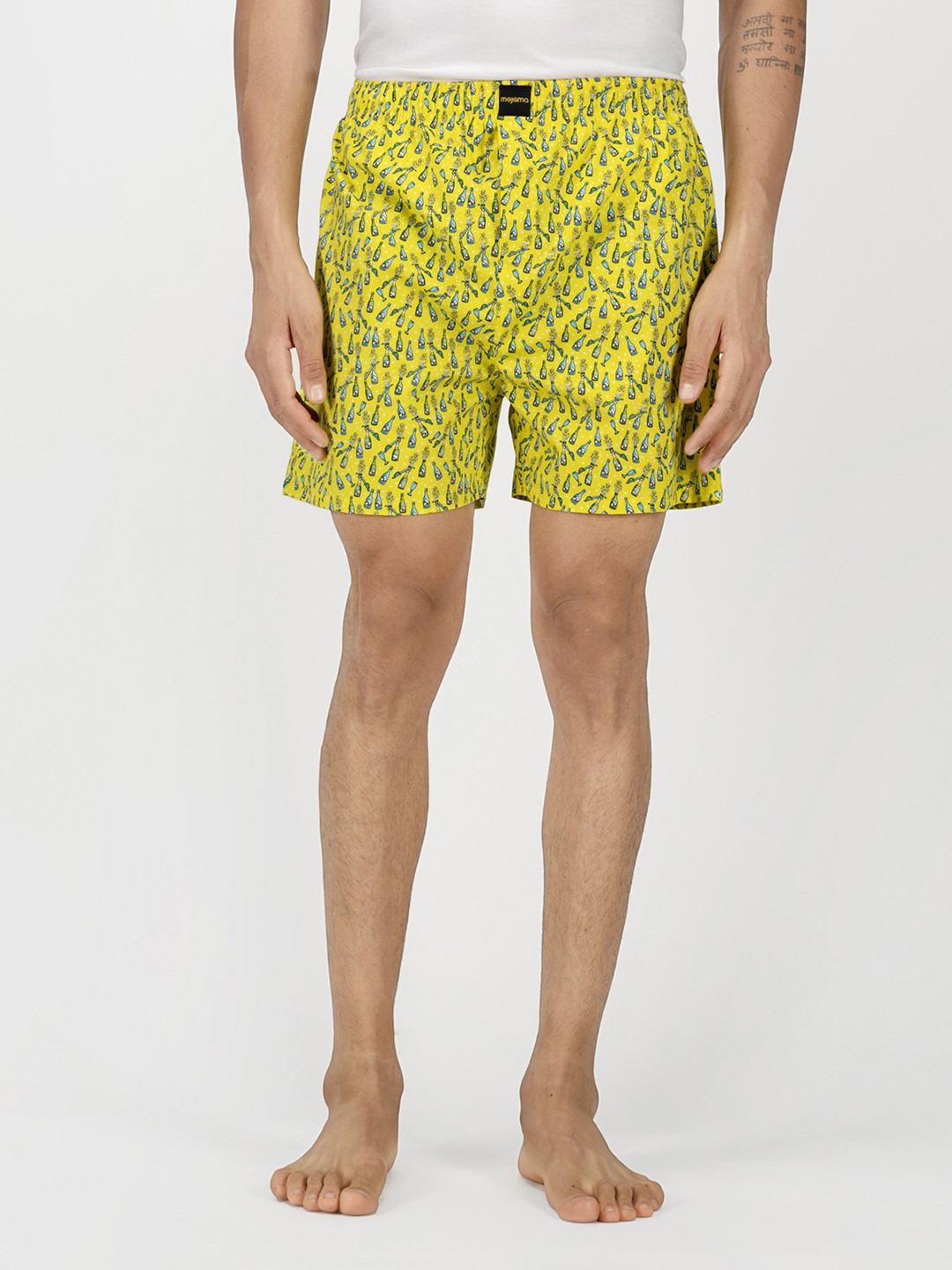 

Mojama Men Yellow & Blue Printed Lounge Shorts