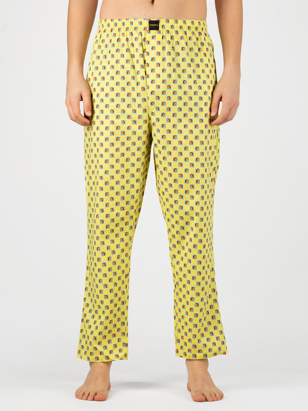 

Mojama Men Yellow Printed Pure Cotton Lounge Pants