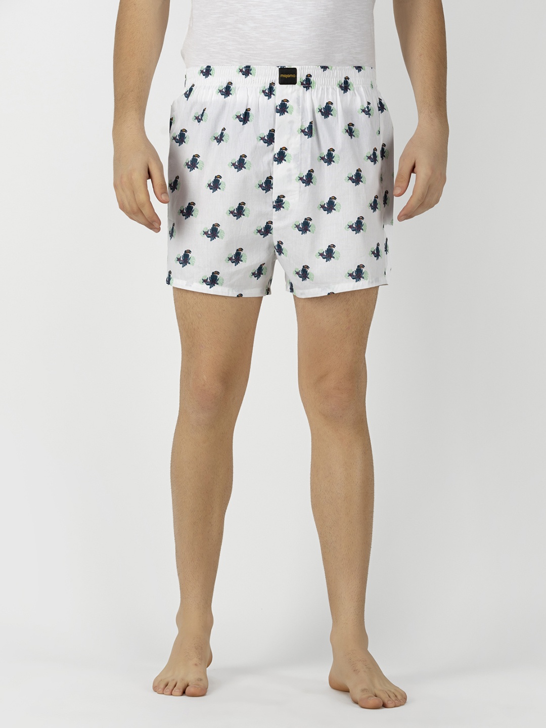 

Mojama Men White & Blue Printed Lounge Shorts