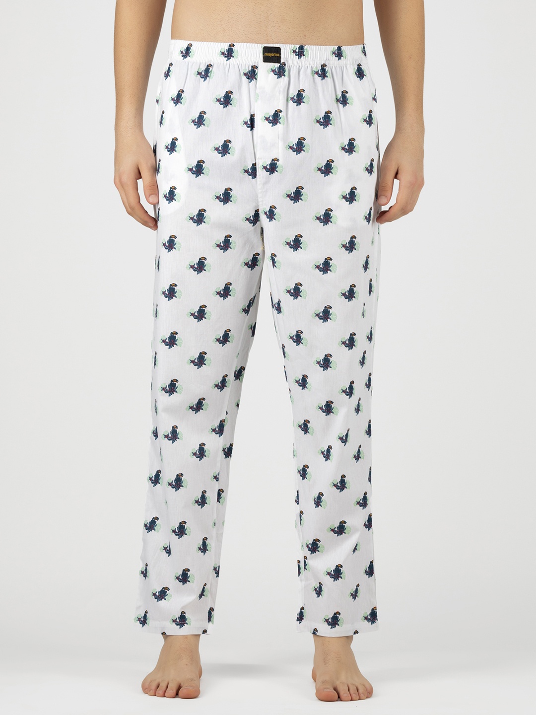 

Mojama Men White Printed Cotton Lounge Pants