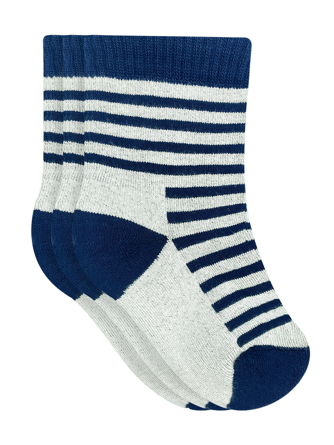 

Heelium Kids Pack of 3 Navy Blue Striped Calf Length Bamboo Socks