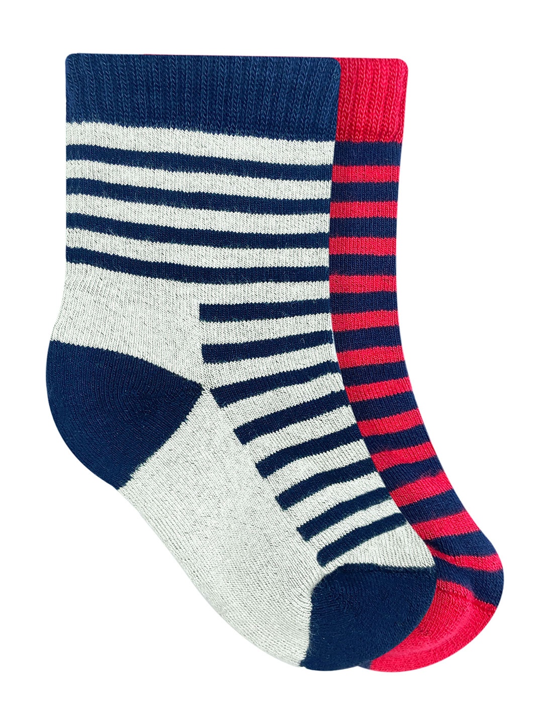 

Heelium Kids Set of 2 Pink & Navy Blue Striped Bamboo Calf Length Socks