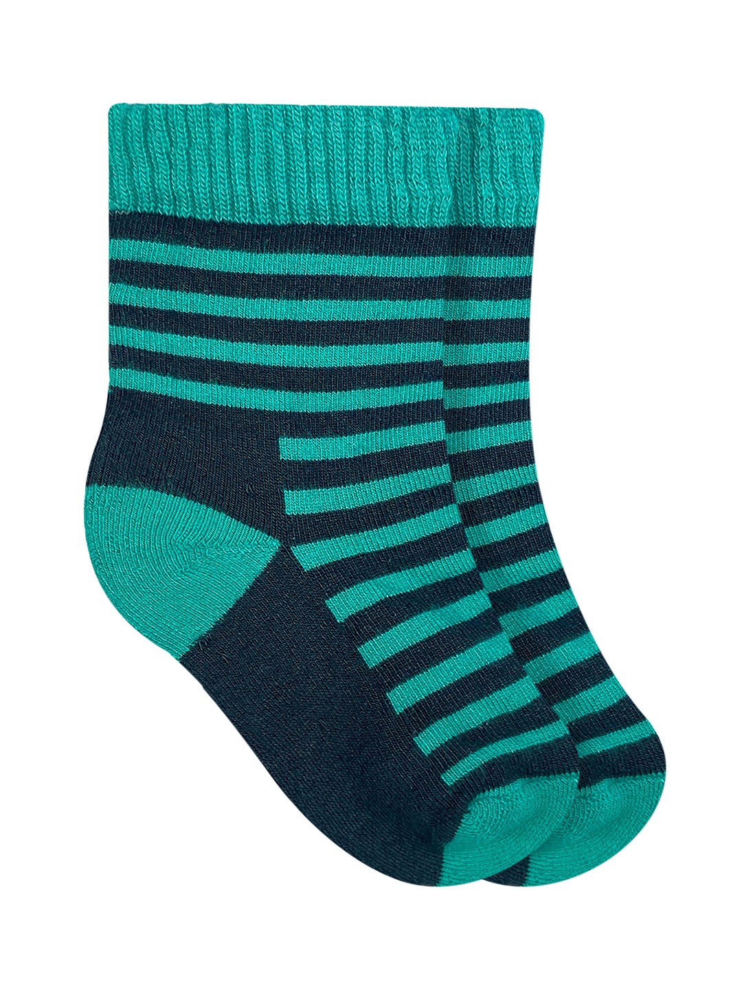 

Heelium Kids Pack Of 2 Teal Green & Navy Blue Striped Calf-Length Socks