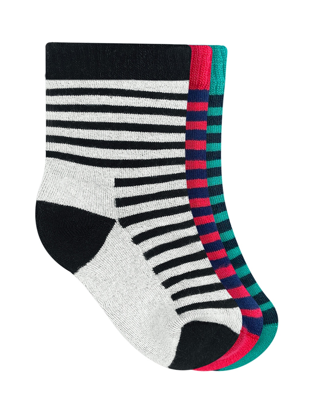 

Heelium Kids Pack of 3 Striped Calf Length Bamboo Socks, Black