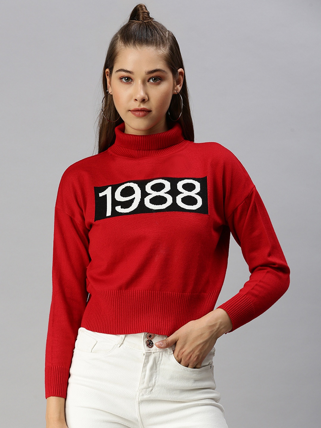 

SHOWOFF Red Print Extended Sleeves Top