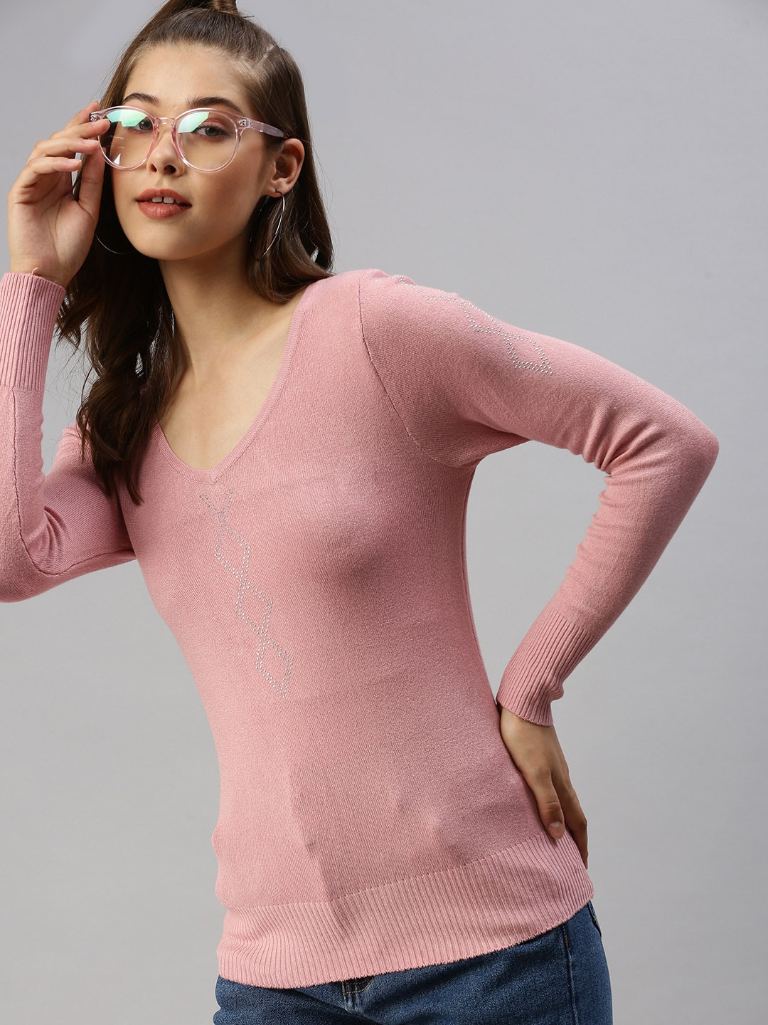 

SHOWOFF Taupe V-Neck Top