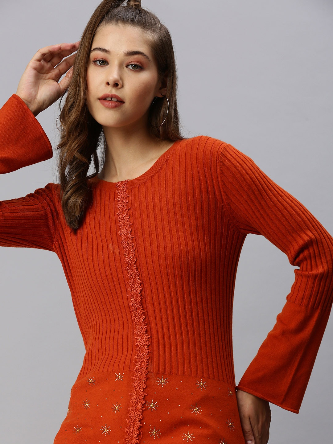 

SHOWOFF Orange Embellished Top
