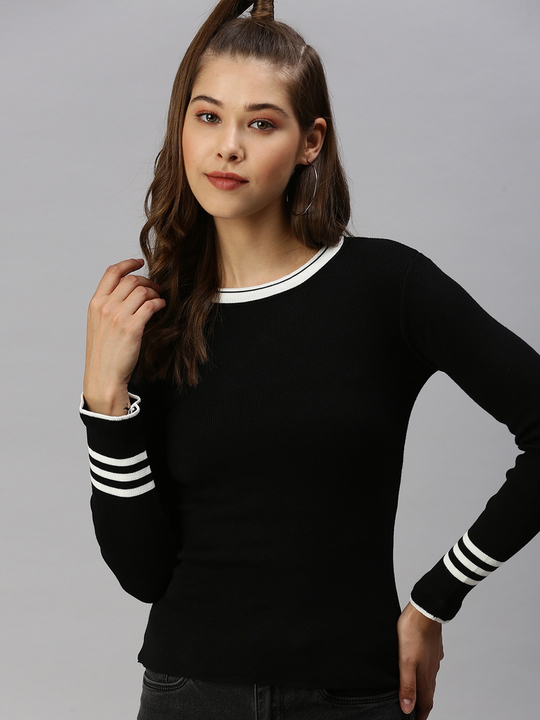 

SHOWOFF Black Striped Top