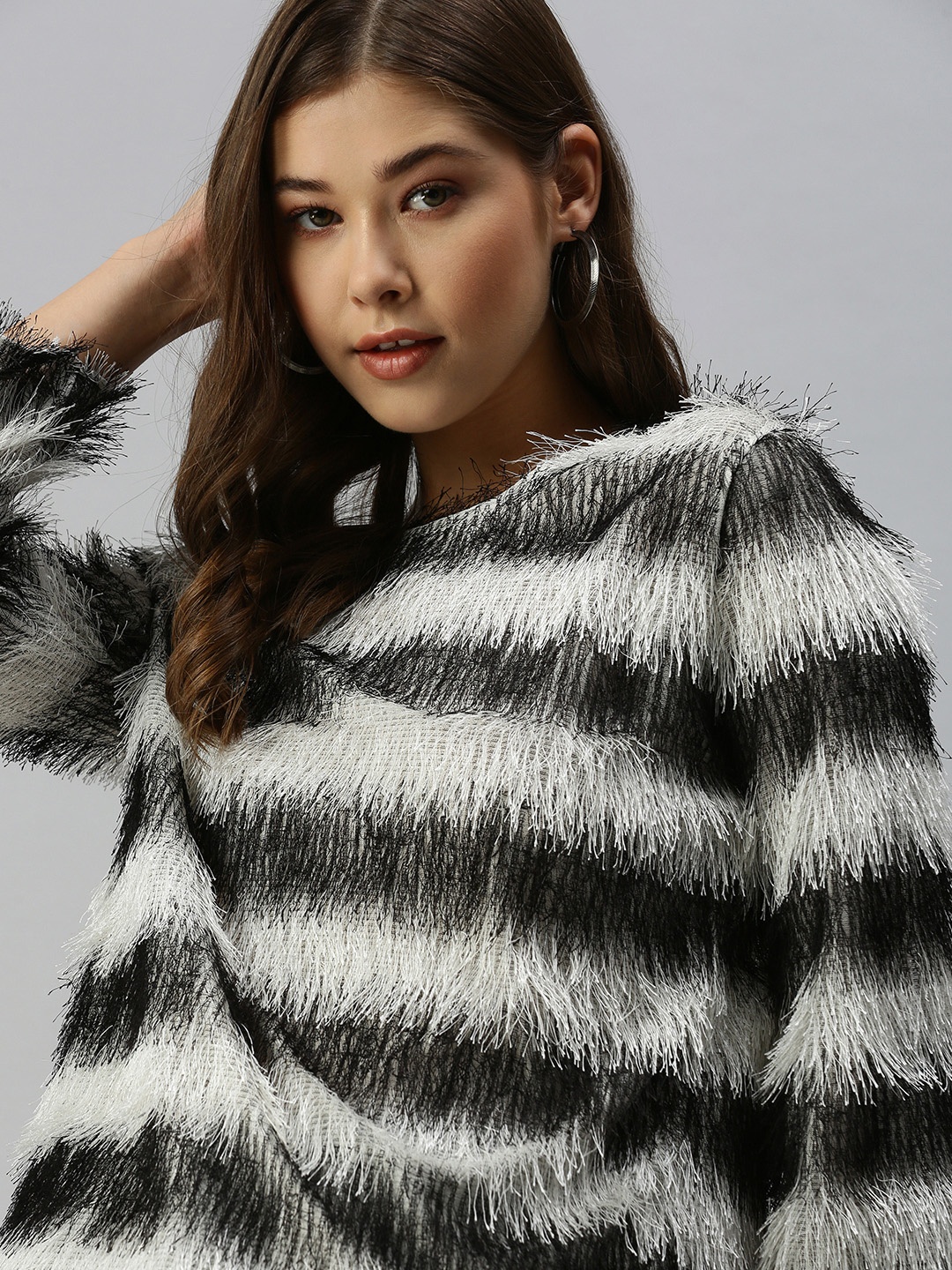 

SHOWOFF Black & White Striped Monochrome Top