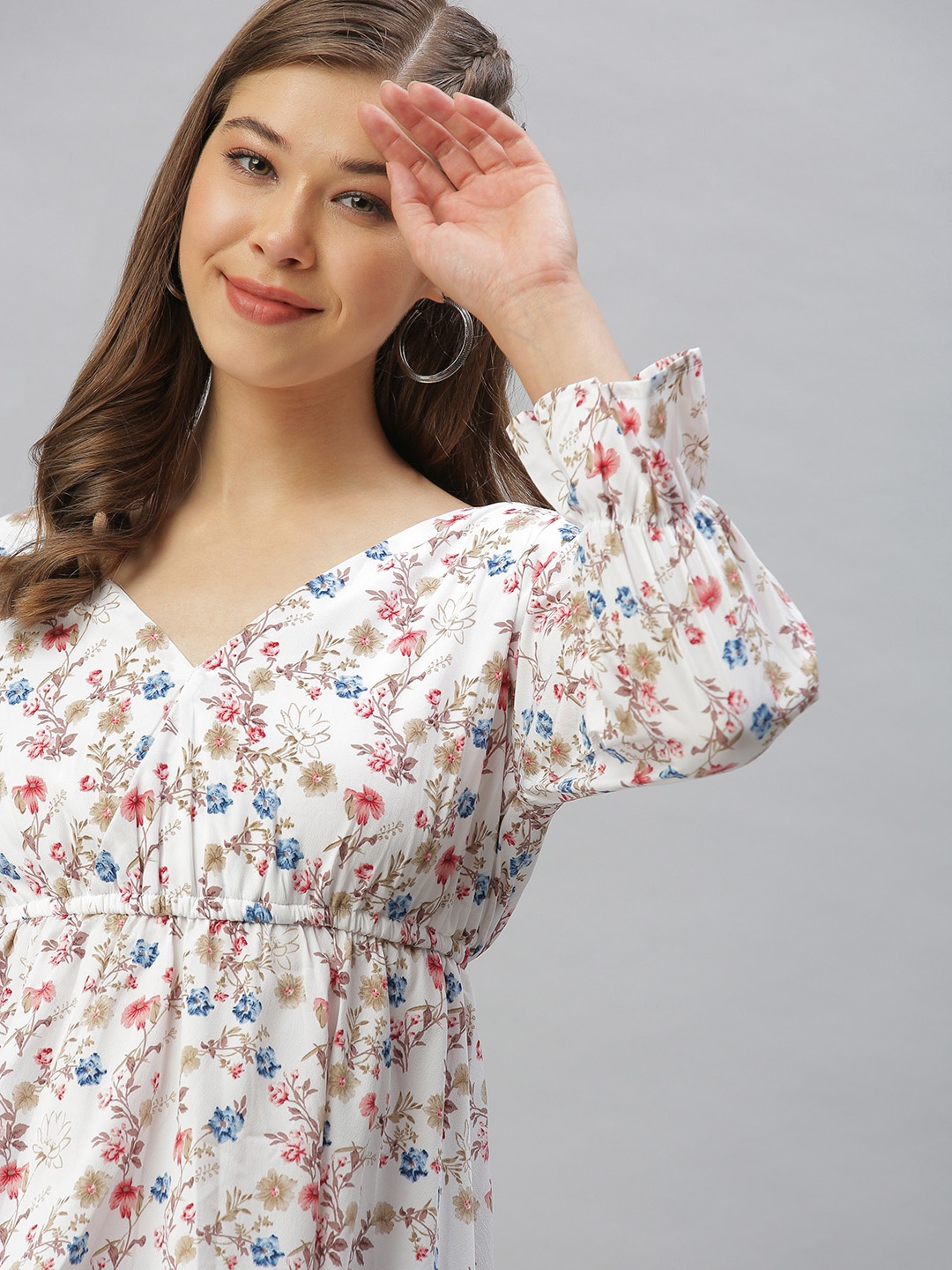 

SHOWOFF Off White Floral Print Cinched Waist Top