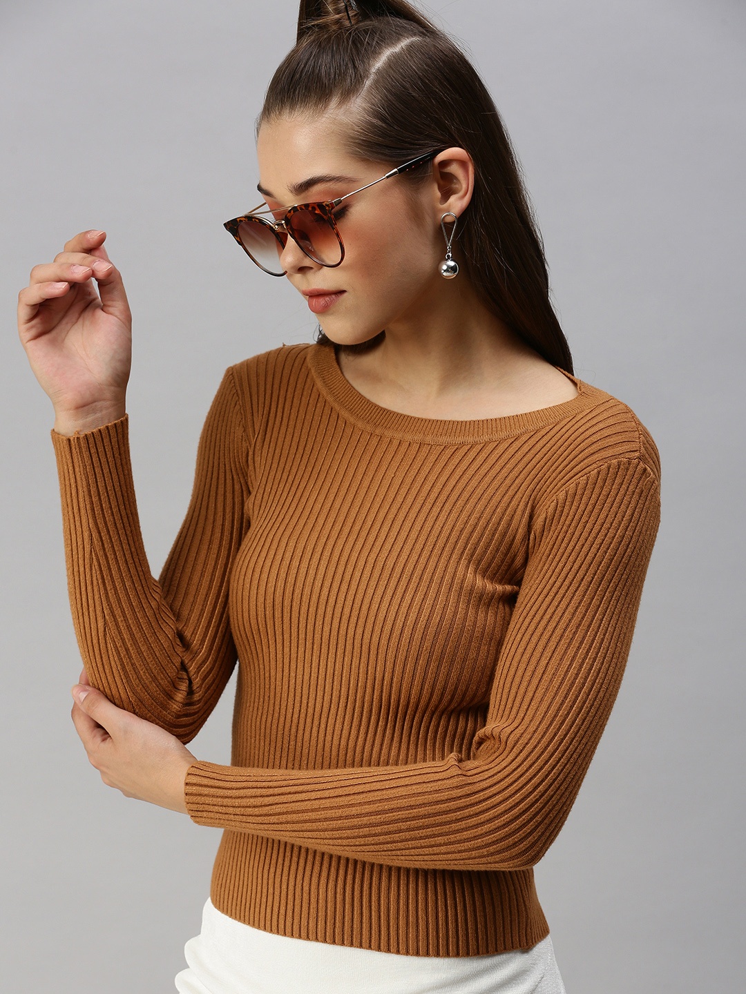 

SHOWOFF Brown Striped Top