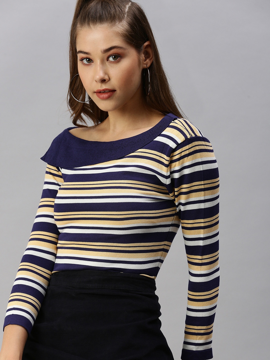 

SHOWOFF Navy Blue Striped Top