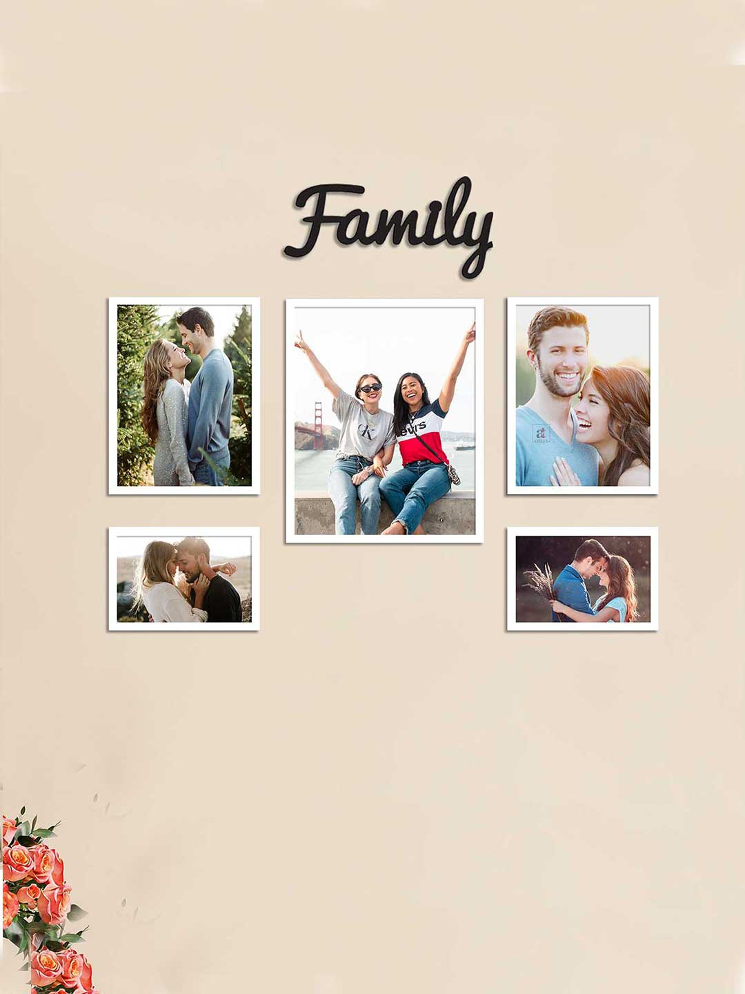 

Art Street Set Of 5 White Solid Photo Frames