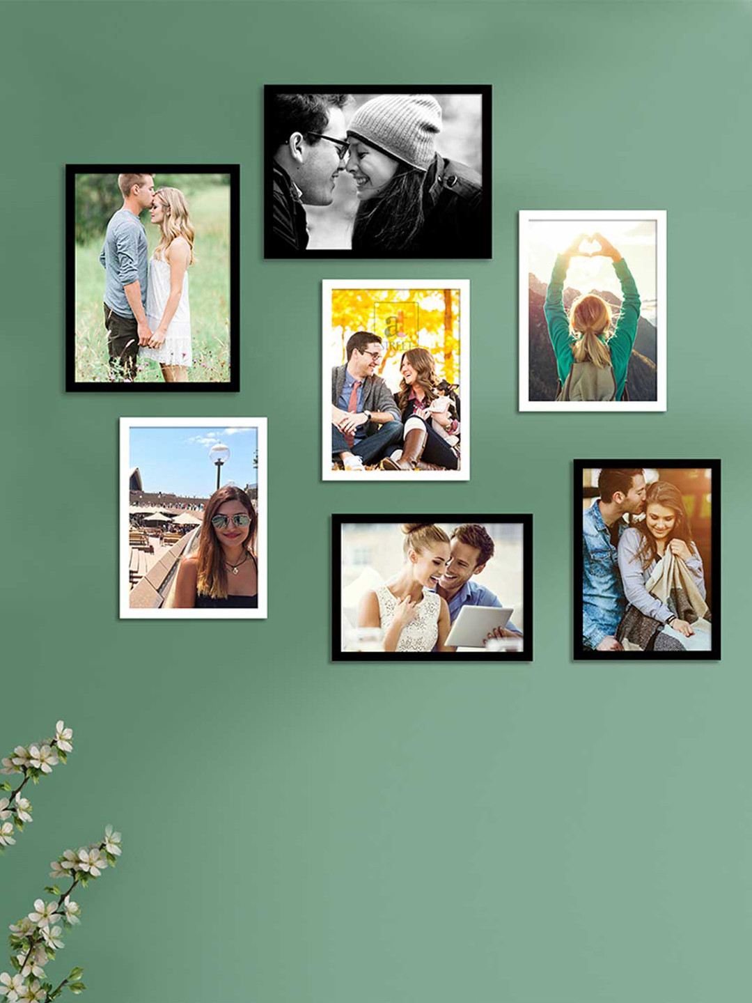 

Art Street Set Of 7 Black & White Solid Wall Photo Frames