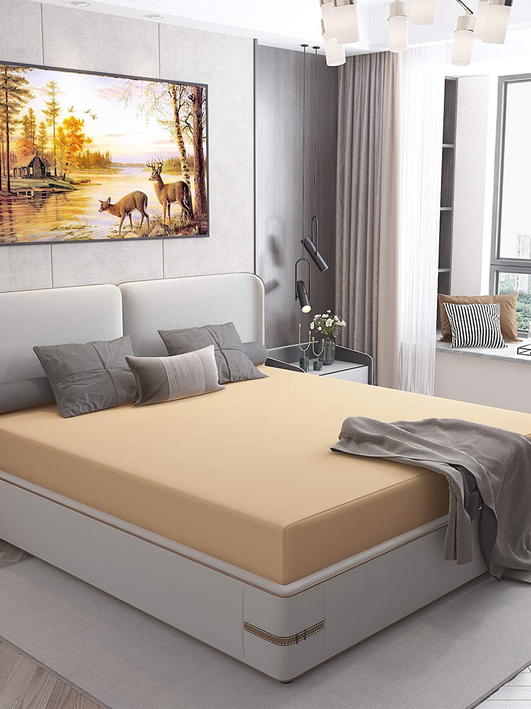 

Hammer Home Beige King Size Water Proof Mattress Protector