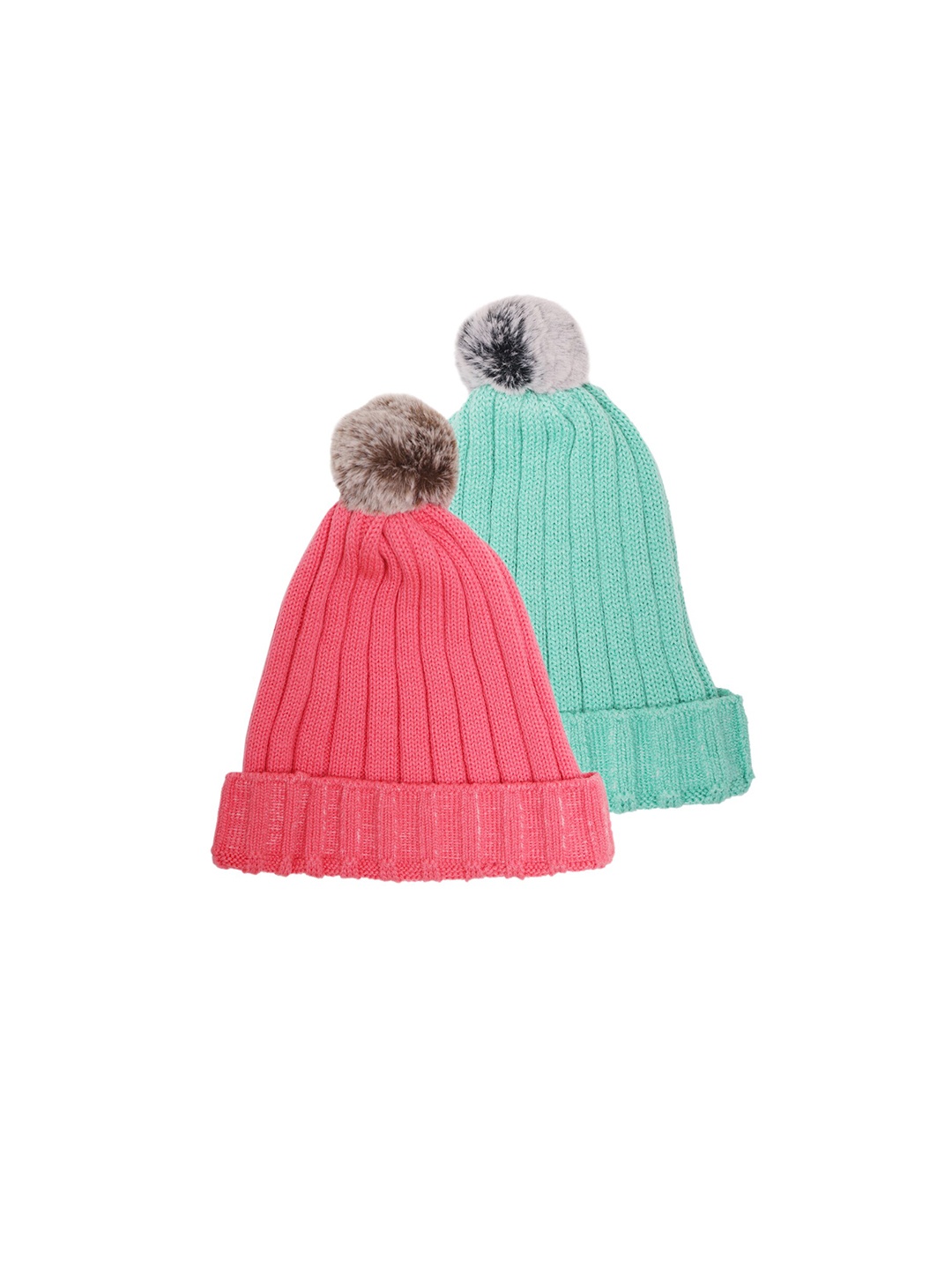 

Bharatasya Women Pink & Green Beanie