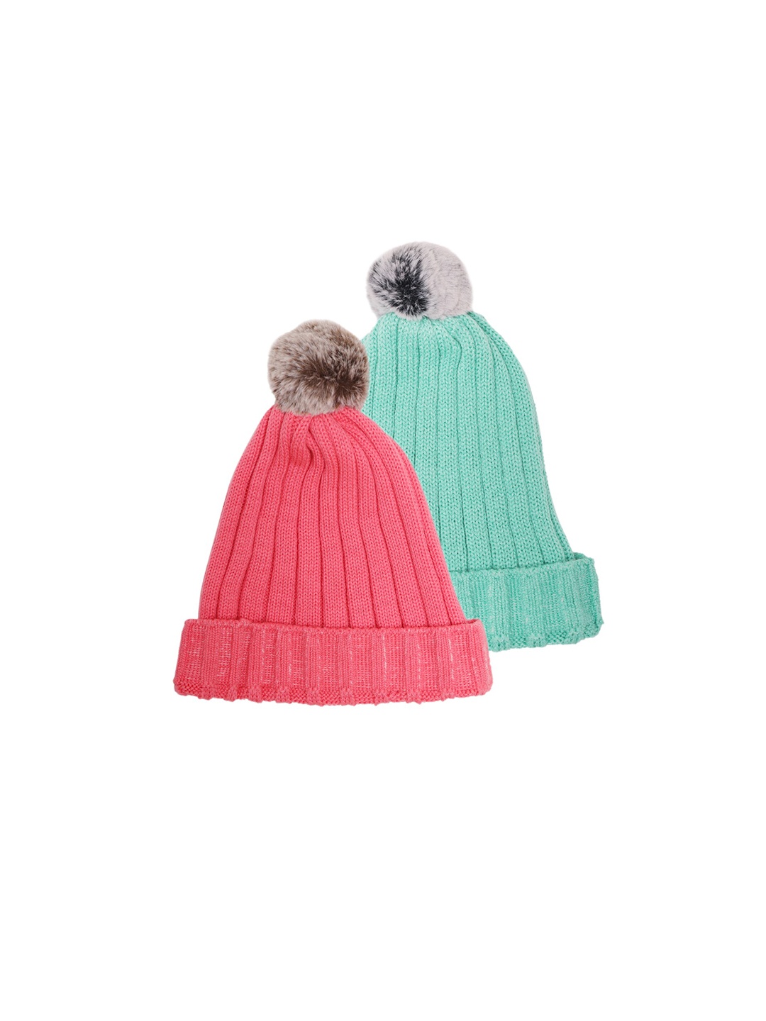 

Bharatasya Women Pink & Green Beanie