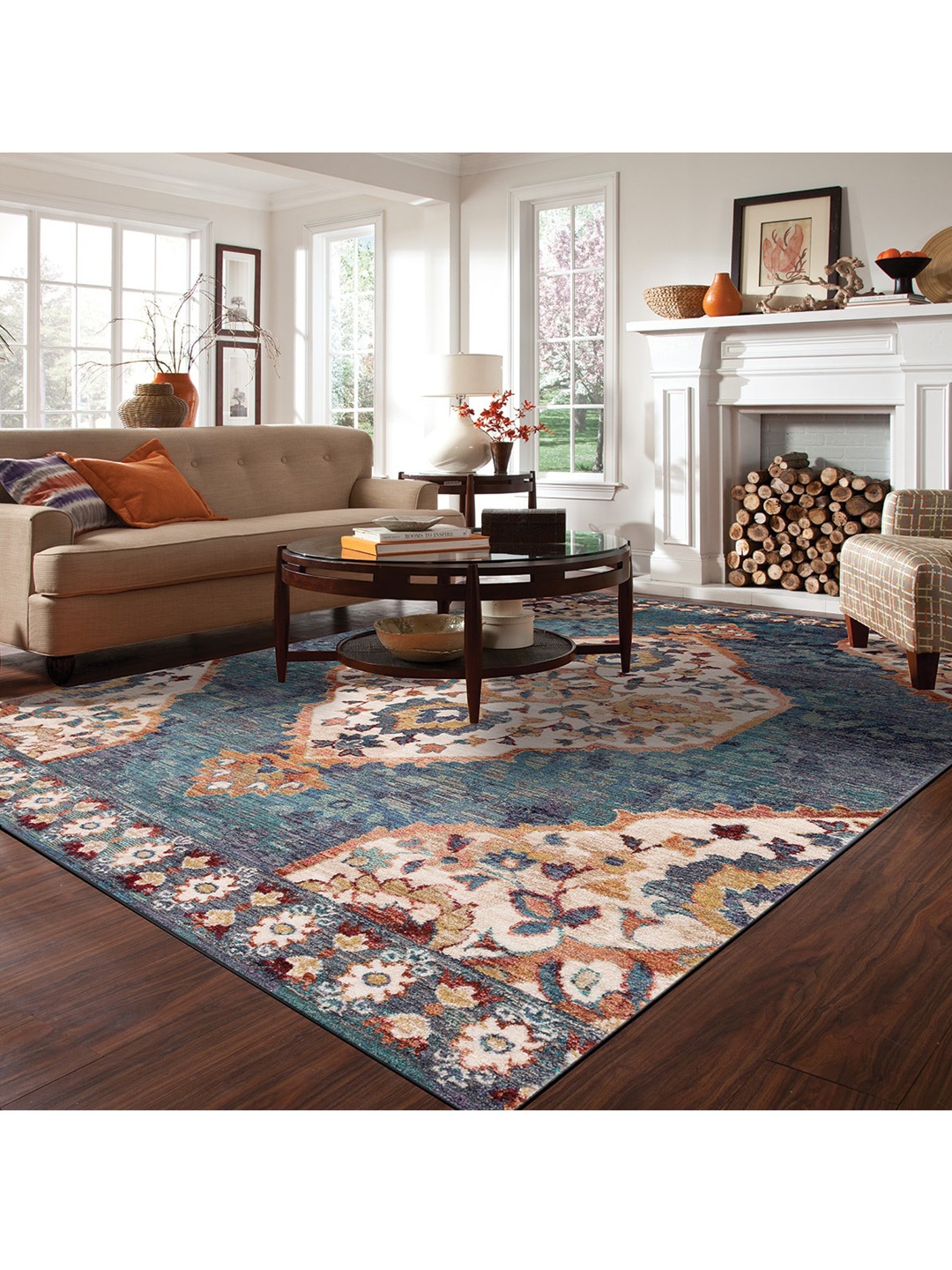 

DDecor Multicolored Ethnic Motifs Traditional Carpet, Multi