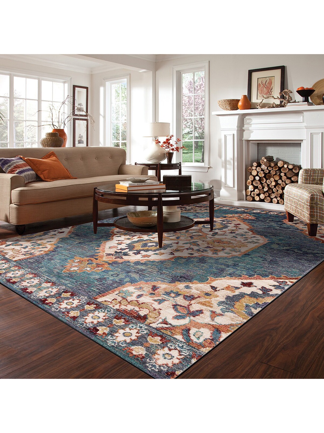 

DDecor Multicolored Ethnic Motifs Traditional Carpet, Multi