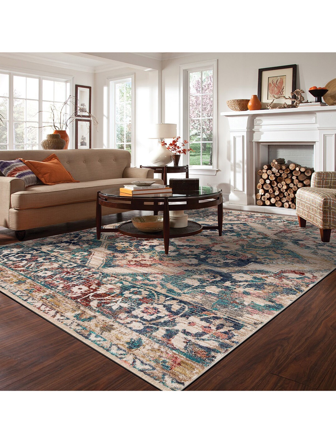 

DDecor Blue Ethnic Motifs Printed Carpets