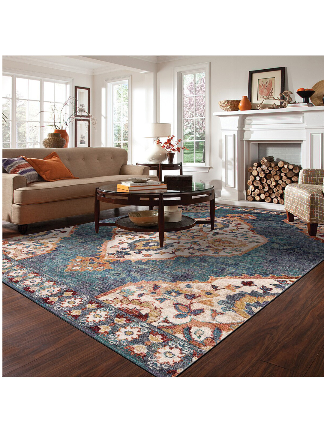 

DDecor Blue & Brown Ethnic Motifs Carpets