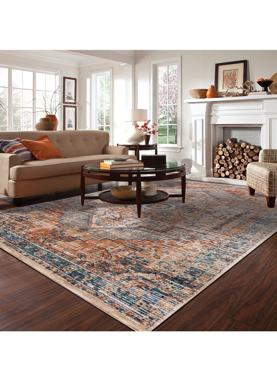 

DDecor Multicolored Ethnic Motifs Traditional Carpet, Multi