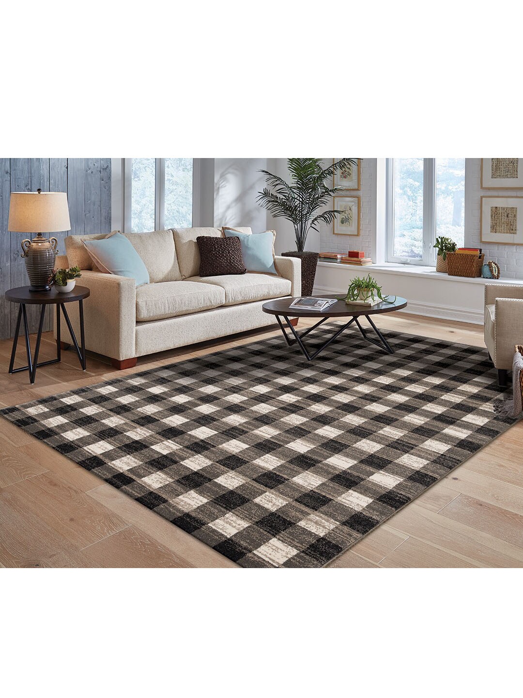 

DDecor Grey & White Checked Carpets