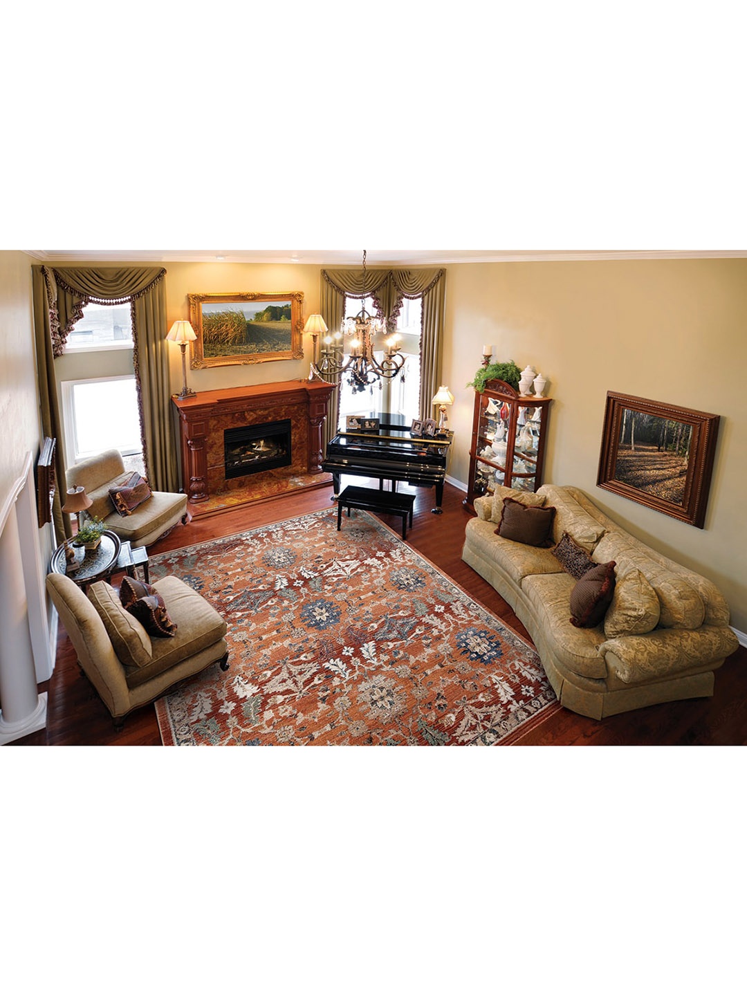 

DDecor Orange Ethnic Motifs Print Anti-Skid Carpet