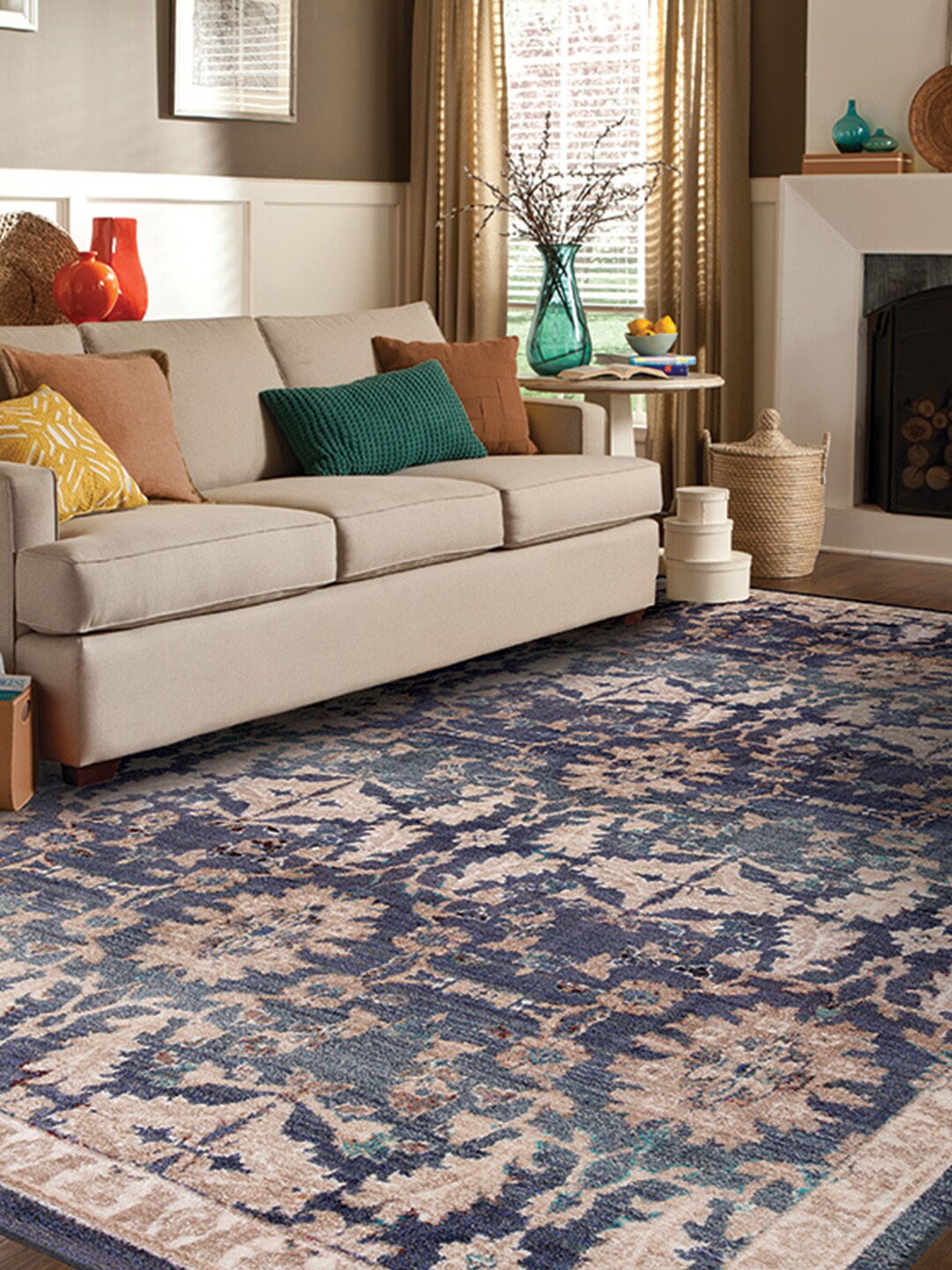 

DDecor Blue & Brown Ethnic Motifs Printed Traditional Carpet