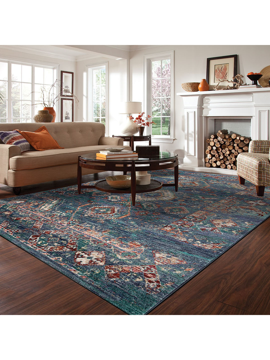 

DDecor Blue Ethnic Motifs Large Carpet