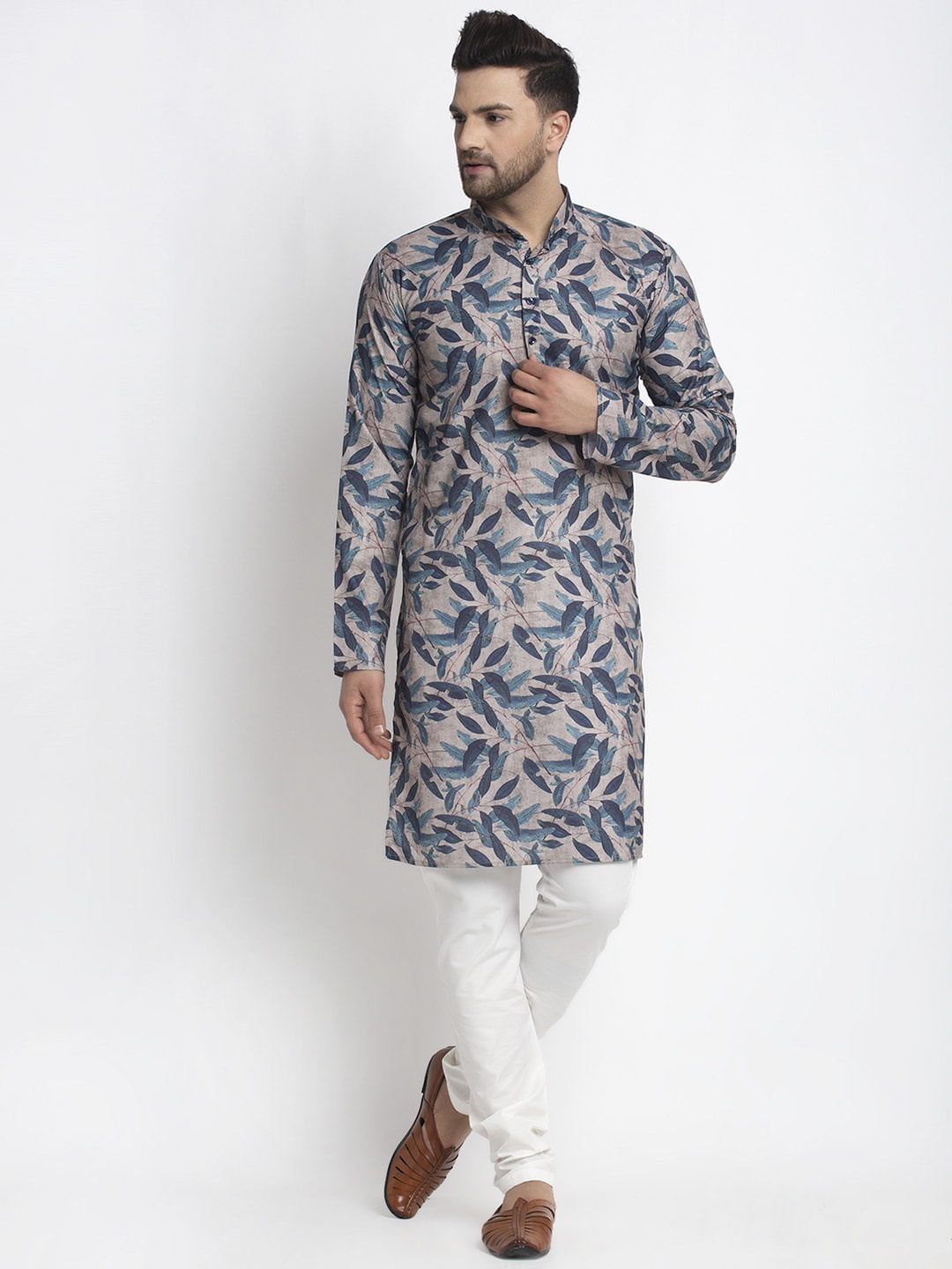 

Kaifoo Men Multicoloured Printed Kurta with Churidar, Multi