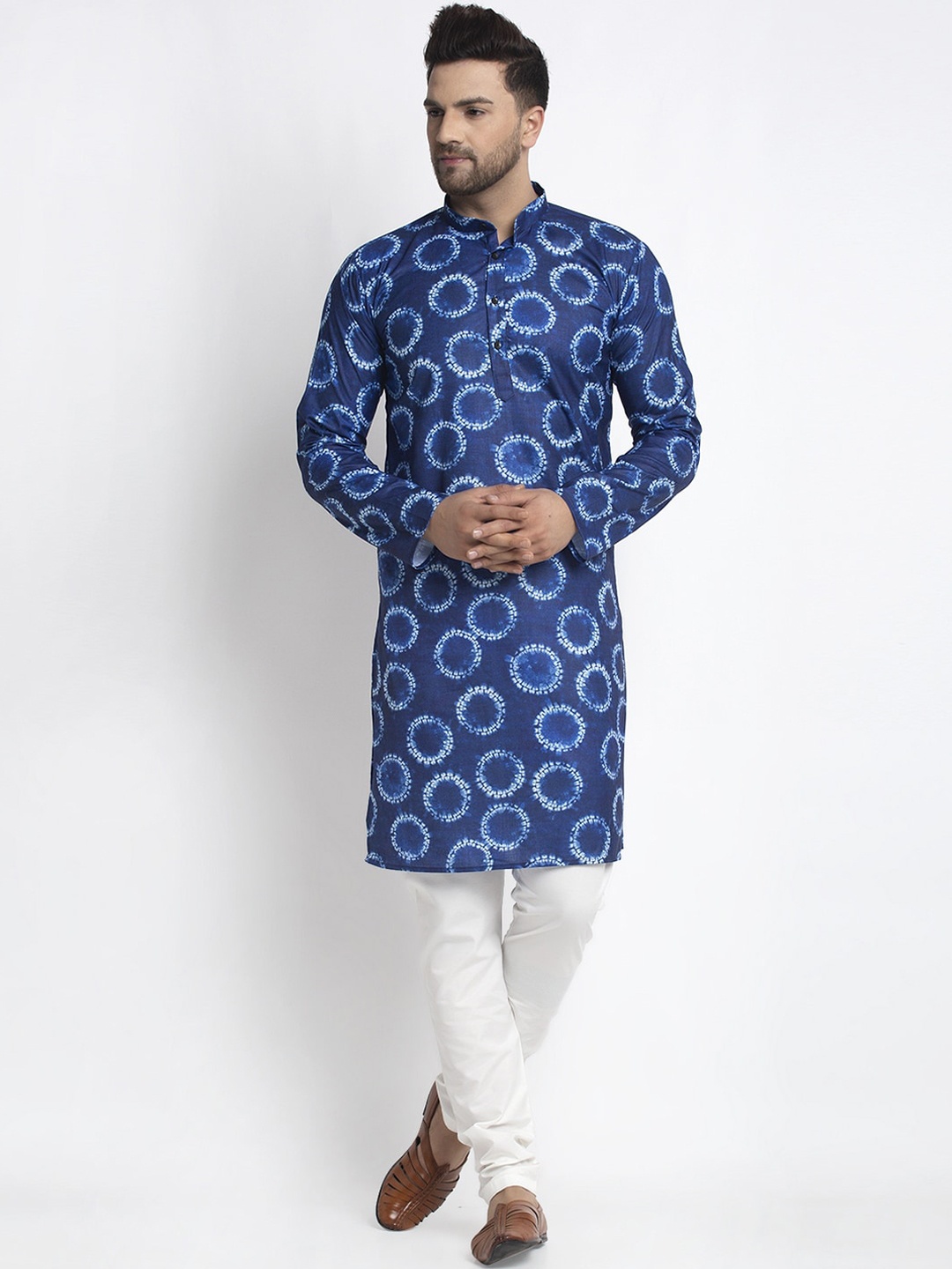 

Kaifoo Men Multicoloured Printed Angrakha Kurta with Pyjamas, Multi