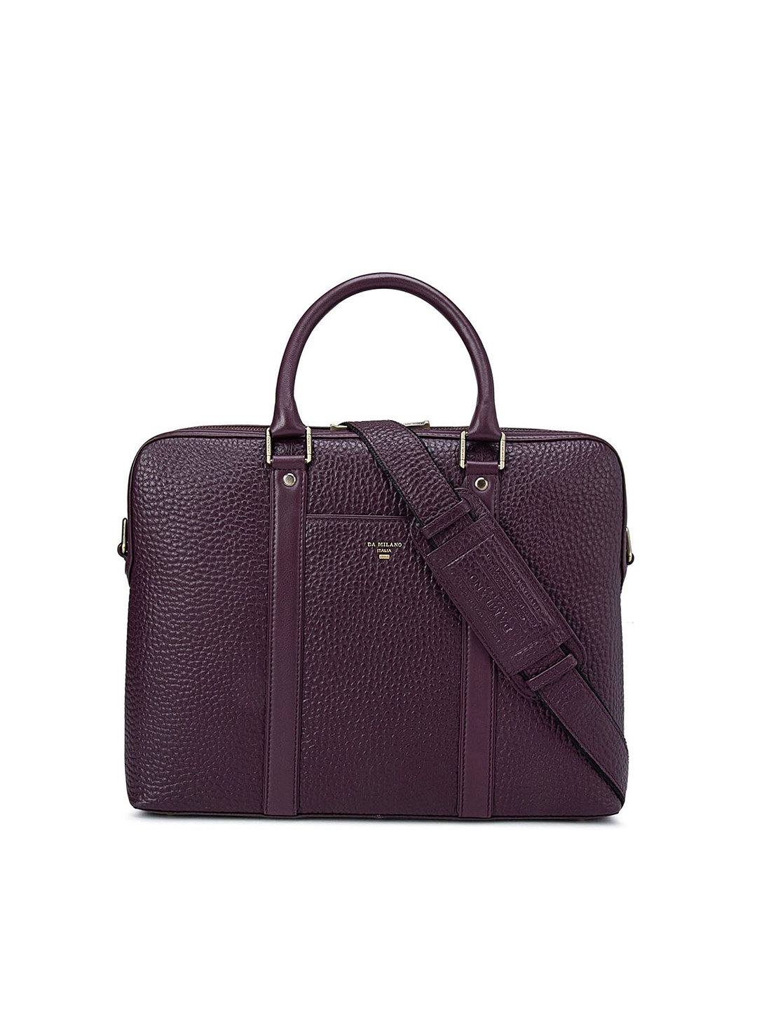 

Da Milano Unisex Burgundy Textured Leather Laptop Bag