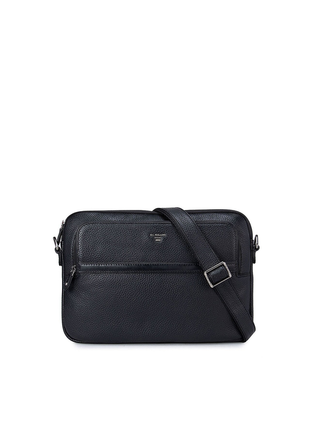 

Da Milano Unisex Black & Gold-Toned Textured Leather Laptop Sleeve