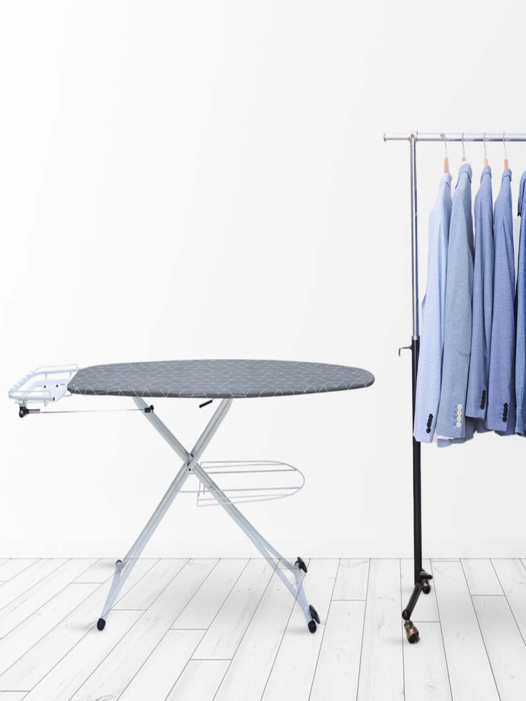 

Athome by Nilkamal Grey & White Mesh Top Adjustable Ironing Board