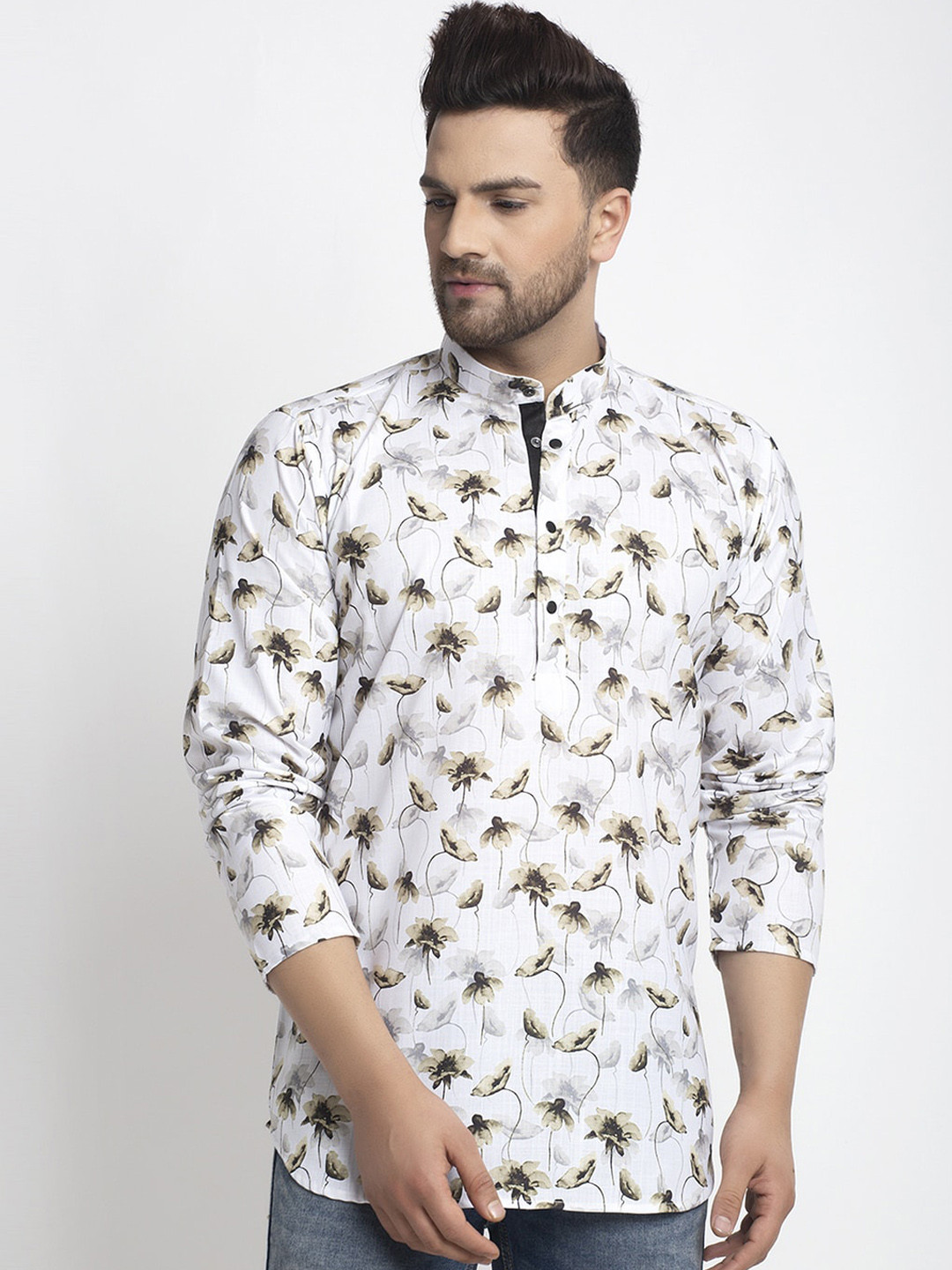 

Kaifoo Men White Printed Kurta