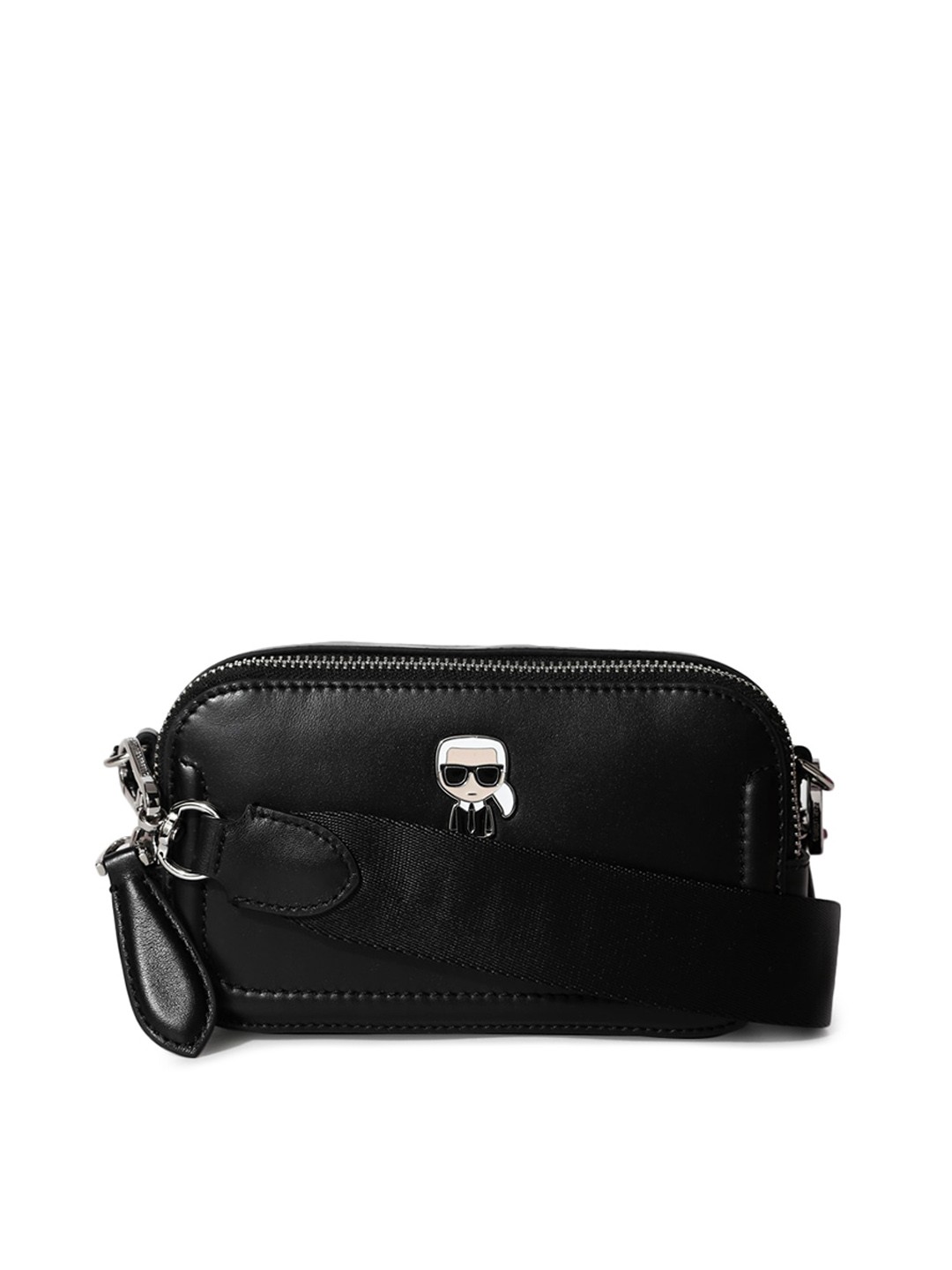 

Karl Lagerfeld Black Geometric Leather Swagger Sling Bag