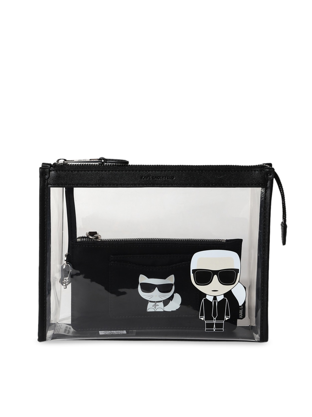 

Karl Lagerfeld Black Printed Leather Swagger Sling Bag